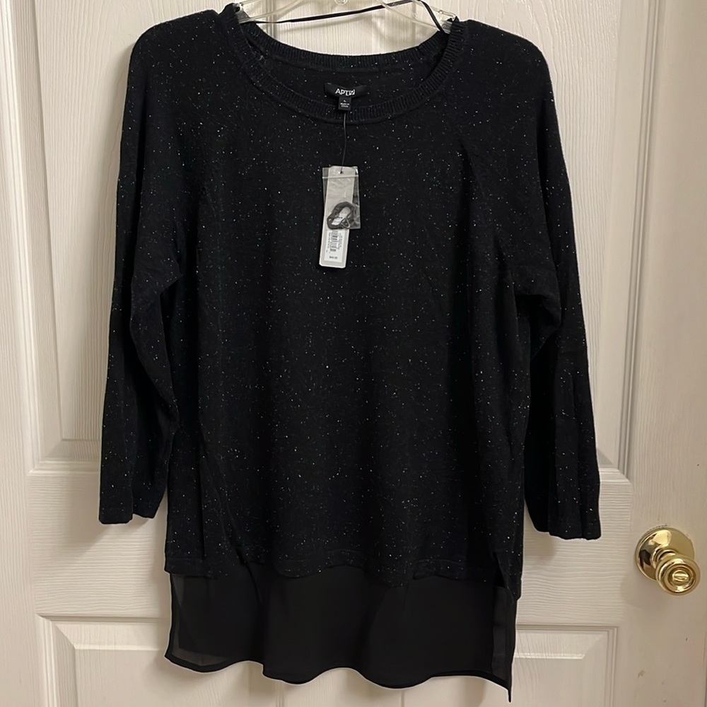 Apt 9black sparkling layer looks sweater size large New with tags